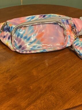 Tie-Dye Pink Blue Purple Clear-Front Waist Bag